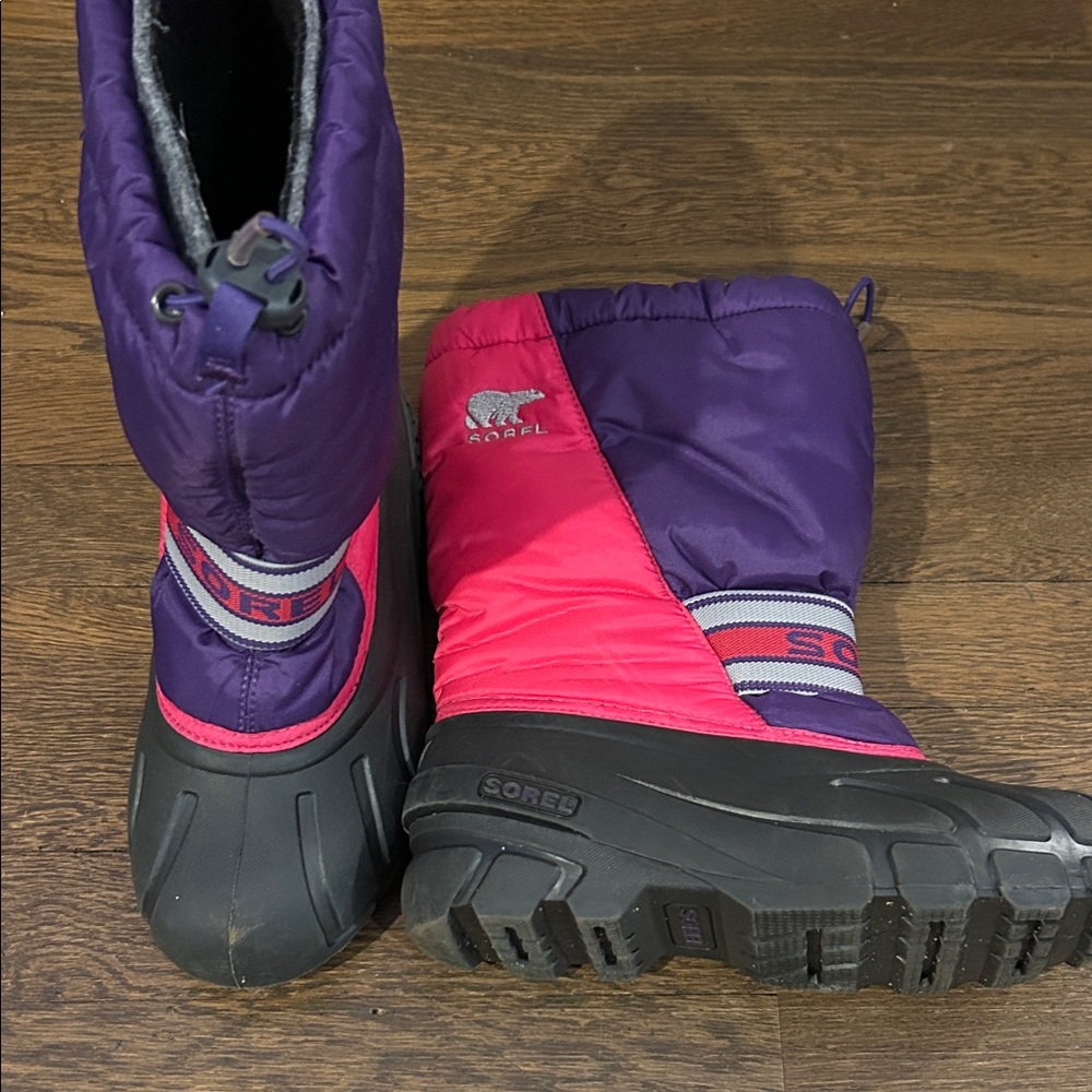 Sorel Kids' Vibrant Purple and Pink Snow Boots
